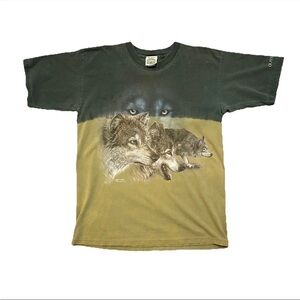 Vtg 90s Wolf Shirt Fred Harvey Trading Co Polar Graphics Nature Distressed Large